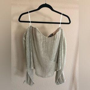 4SI3NNA Strapless Shimmery Gold Top